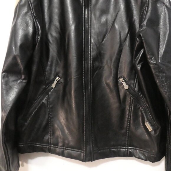 MOTO | large | Dark Brown Faux Leather | Cream Stripes | Zipper Cuffs - Picture 7 of 15